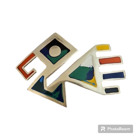 VTG PERUVIAN Sterling Silver 925 Modernist Rainbow Enamel Bird Brooch - Picture 1 of 6